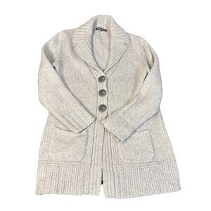 Eddie Bauer Women's Large Alpaca Wool Blend Long Chunky Cardigan Sweater Preppy